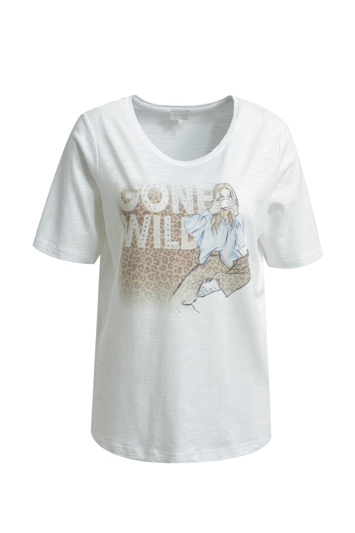 Milano Italy - roundneck t-shirt w/ AW 1/4 sleeve offwhite - Gr. - XL von Milano Italy