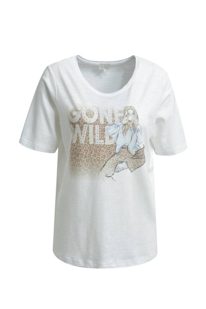 Milano Italy - roundneck t-shirt w/ AW 1/4 sleeve offwhite - Gr. - XL von Milano Italy