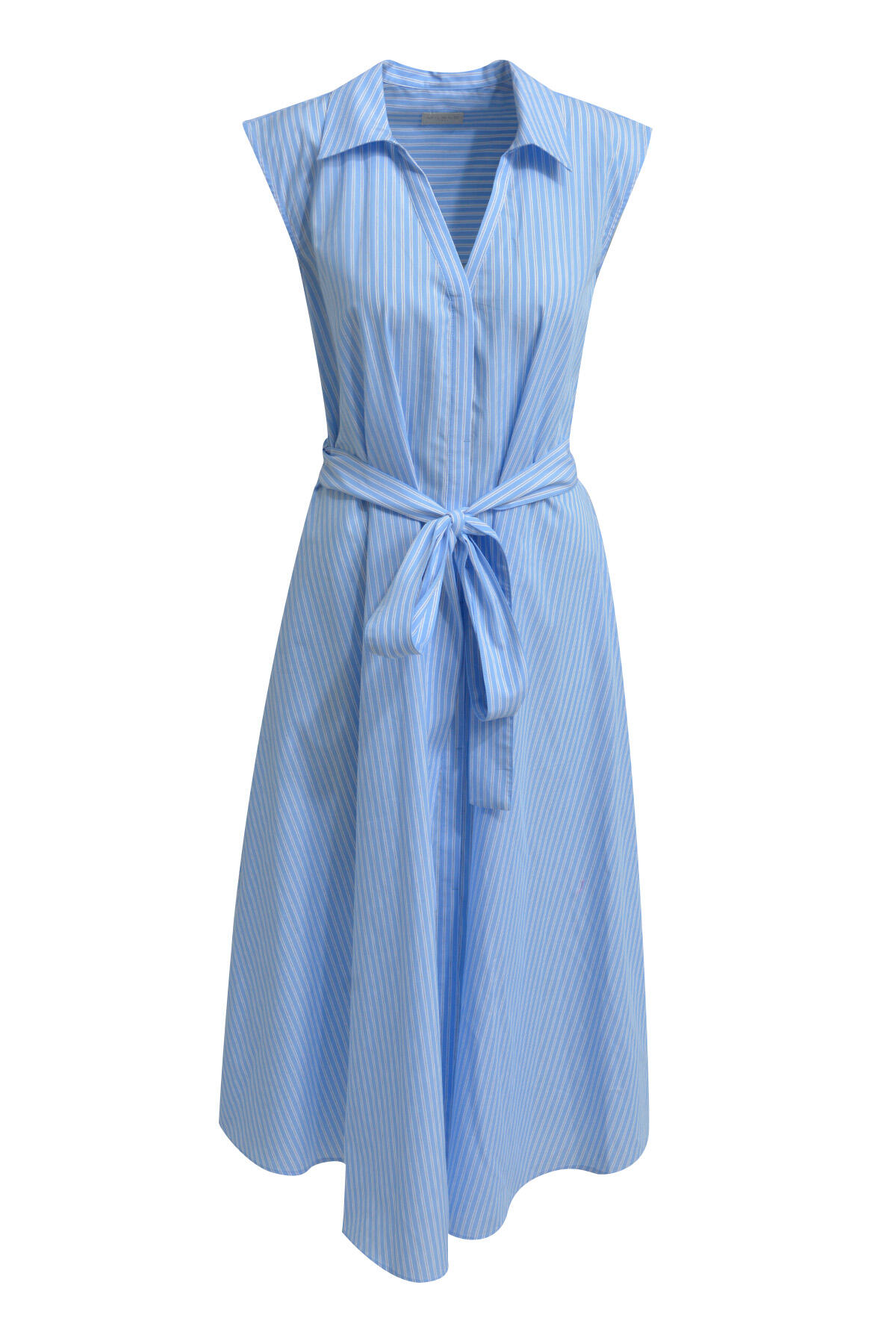 Milano Italy - sleevless Mididress w collar + fabric belt azur print - Gr. - 42 von Milano Italy