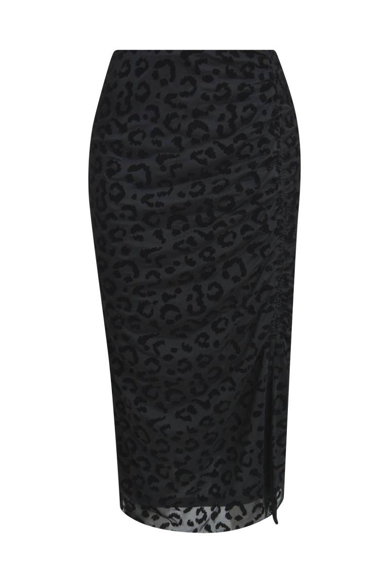 Milano Italy - slim midi skirt w/ gathering and slit black - Gr. - L von Milano Italy
