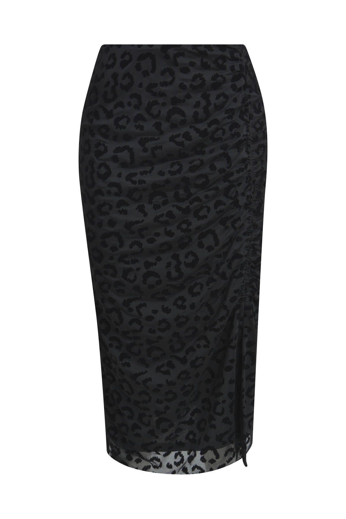 Milano Italy - slim midi skirt w/ gathering and slit black - Gr. - XL von Milano Italy