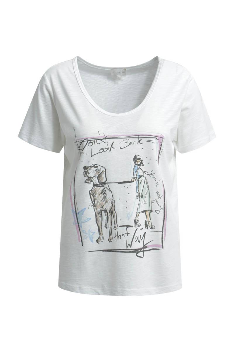 Milano Italy - v-neck t-shirt w/ AW 1/4 sleeve offwhite - Gr. - M von Milano Italy