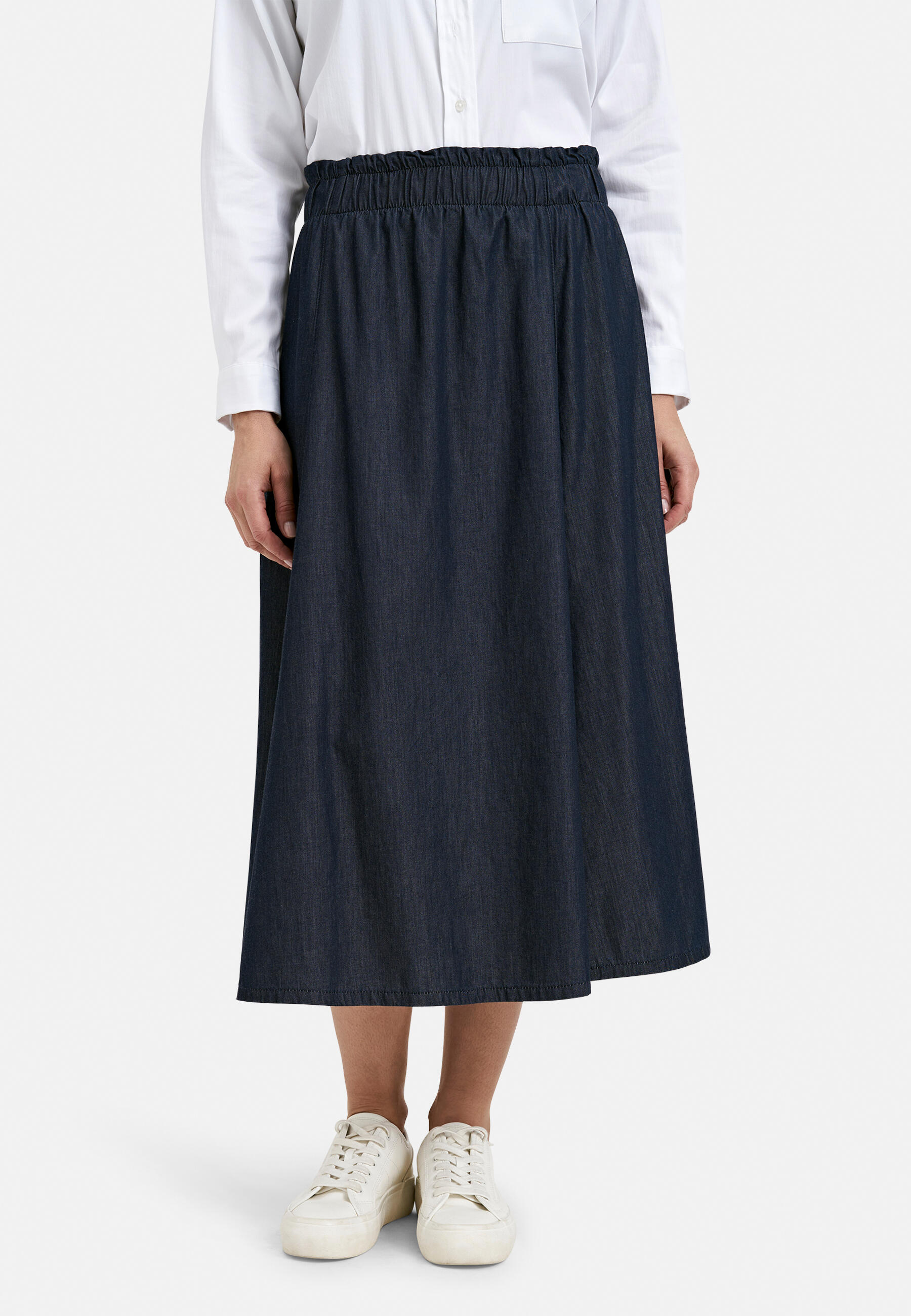 Milano Italy - wide skirt w elastic waist and dividing seams dark denim - Gr. - 38 von Milano Italy