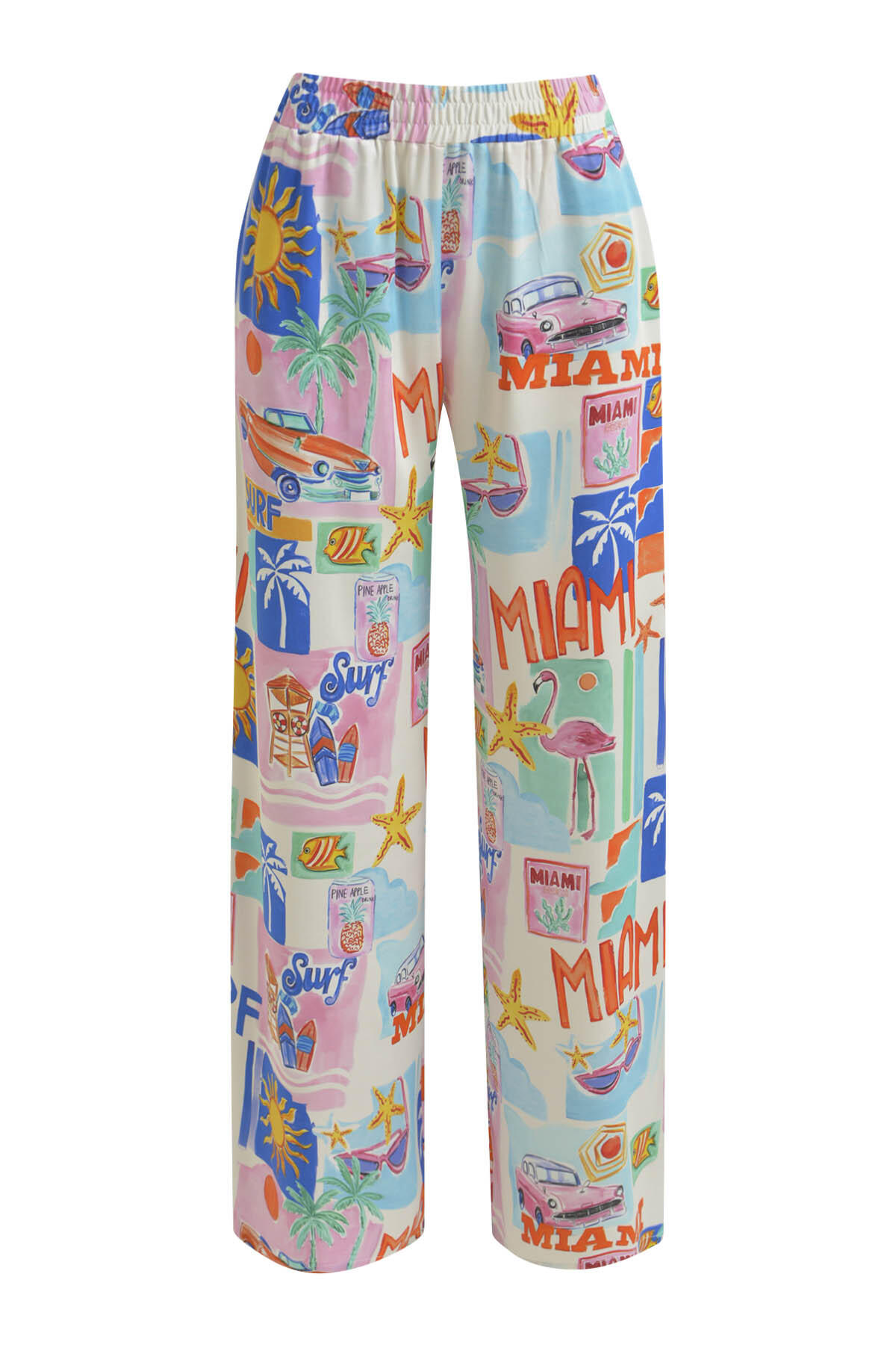 Milano Italy - wideleg pants with elastic waist colorful print - Gr. - 46 von Milano Italy