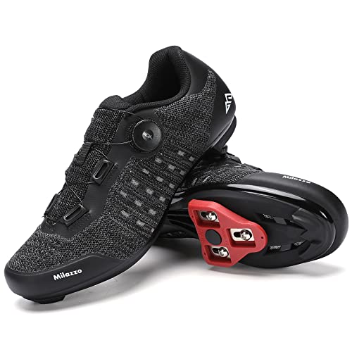 Milazzo Fahrradschuhe, Rennradschuhe für Herren, Rennrad MTB Radschuhe,Knit Mountainbike Sneaker, Atmungsaktive Peloton Schuhen Radsportschuhe Kompatibe Look SPD SPD-SL Delta Lock Pedal Reitschuhe von Milazzo