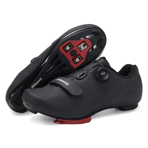 Milazzo Fahrradschuhe für Herren – Rennrad, MTB & Indoor-Cycling – Atmungsaktive Radsportschuhe kompatibel mit SPD, SPD-SL & Look Delta Pedalen-Black44 von Milazzo