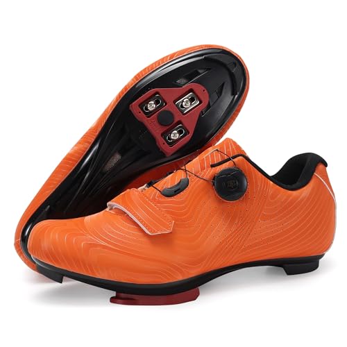 Milazzo Fahrradschuhe für Herren – Rennrad, MTB & Indoor-Cycling – Atmungsaktive Radsportschuhe kompatibel mit SPD, SPD-SL & Look Delta Pedalen-Red-Orange47 von Milazzo