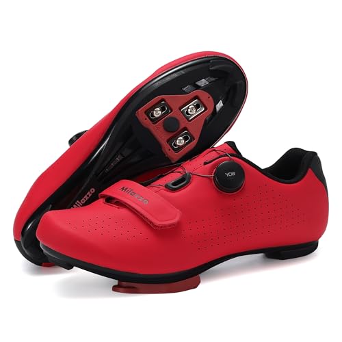 Milazzo Fahrradschuhe für Herren – Rennrad, MTB & Indoor-Cycling – Atmungsaktive Radsportschuhe kompatibel mit SPD, SPD-SL & Look Delta Pedalen-Red45 von Milazzo