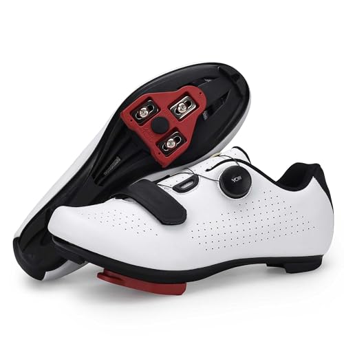 Milazzo Fahrradschuhe für Herren – Rennrad, MTB & Indoor-Cycling – Atmungsaktive Radsportschuhe kompatibel mit SPD, SPD-SL & Look Delta Pedalen-White47 von Milazzo