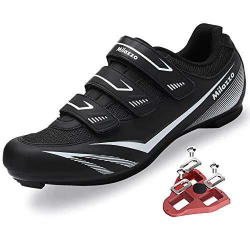 Milazzo Fahrradschuhe, Rennradschuhe für Herren, Rennrad MTB Radschuhe,Knit Mountainbike Sneaker, Atmungsaktive Peloton Schuhen Radsportschuhe Kompatibe Look SPD SPD-SL Delta Lock Pedal Reitschuhe von Milazzo