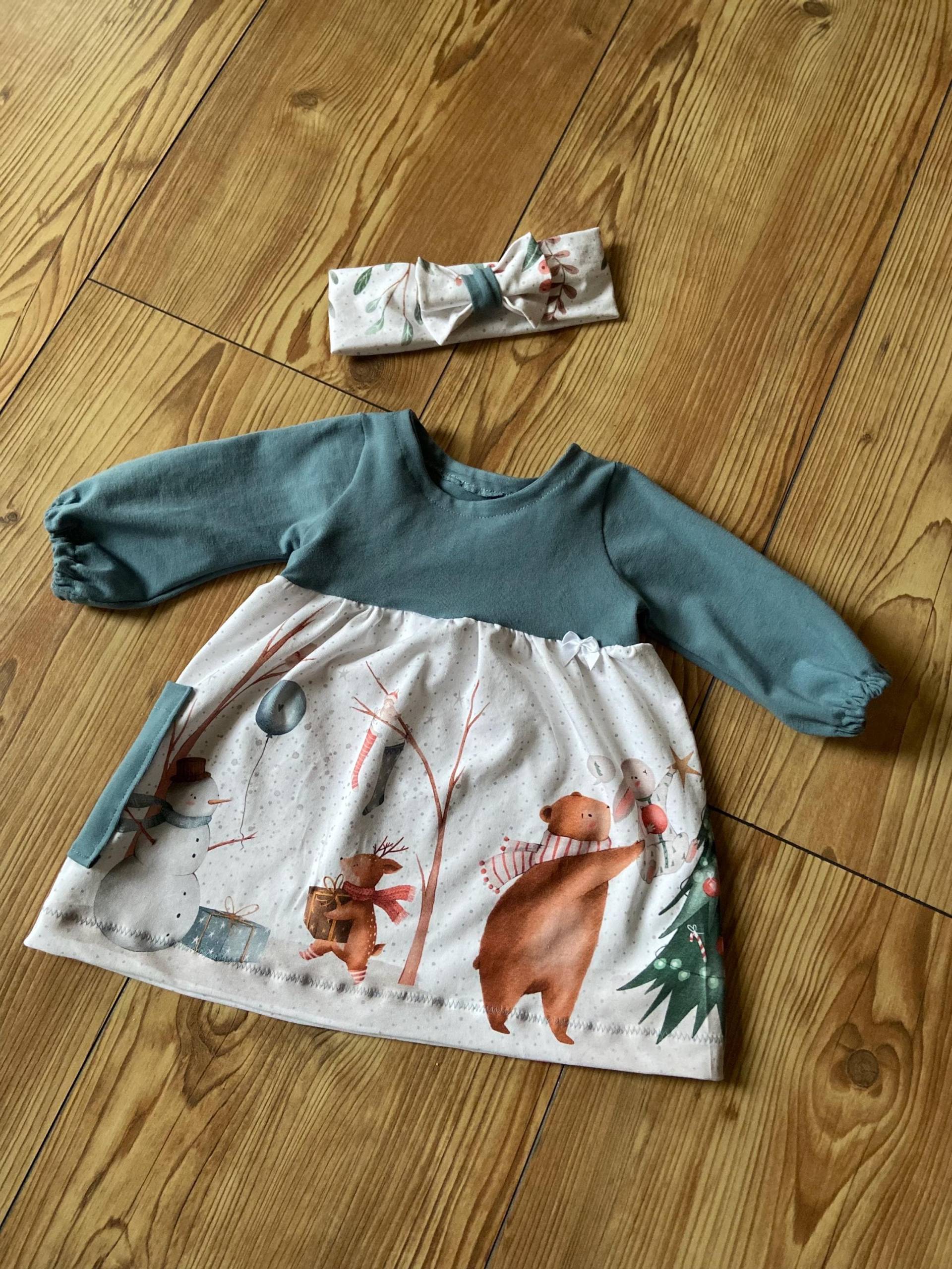 Kleidchen Süßkeks Für Baby Mädchen Mit Tasche Und Stirnband Inkl. Handmade Weihnachten von Milchbartmanufaktur