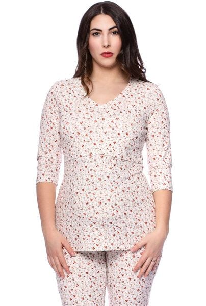 Milchshake Lounge- und Pyjama Umstands- und Stillshirt V-Neck 3/4 Arm aus Bio Baumwolle von Milchshake