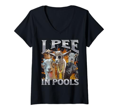 Damen I Pee In Pools Lustige Offensive Ziege Erwachsene Humor Bootleg T-Shirt mit V-Ausschnitt Damen I Pee In Pools Lustige Offensive Ziege Erwachsene Humor Bootleg T-Shirt mit V-Ausschnitt von MildlyPerturbed