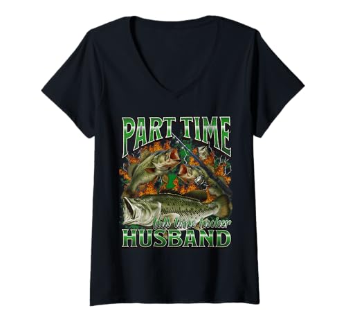 Damen Lustiger offensiver Angel-Meme-Bootleg in Teilzeit für Ehemann T-Shirt mit V-Ausschnitt von MildlyPerturbed