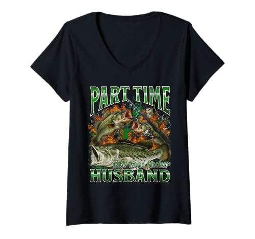 Damen Lustiger offensiver Angel-Meme-Bootleg in Teilzeit für Ehemann T-Shirt mit V-Ausschnitt von MildlyPerturbed