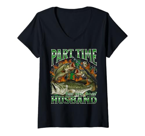 Damen Lustiger offensiver Angel-Meme-Bootleg in Teilzeit für Ehemann T-Shirt mit V-Ausschnitt von MildlyPerturbed