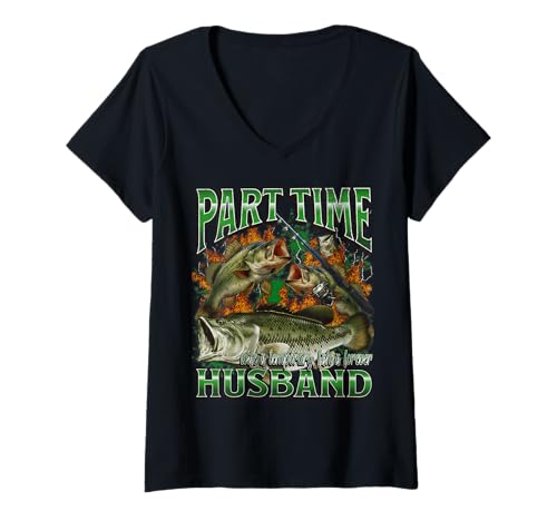 Damen Lustiger offensiver Angel-Meme-Bootleg in Teilzeit für Ehemann T-Shirt mit V-Ausschnitt von MildlyPerturbed