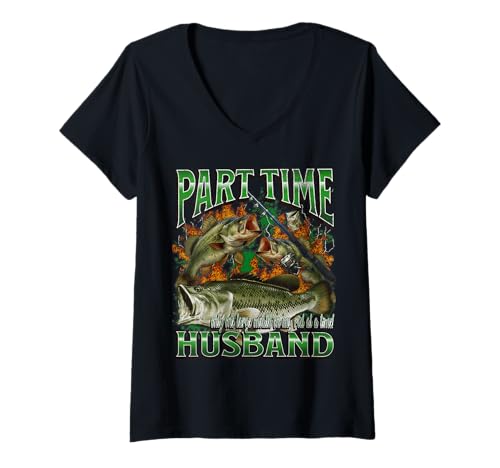 Damen Lustiger offensiver Angel-Meme-Bootleg in Teilzeit für Ehemann T-Shirt mit V-Ausschnitt von MildlyPerturbed