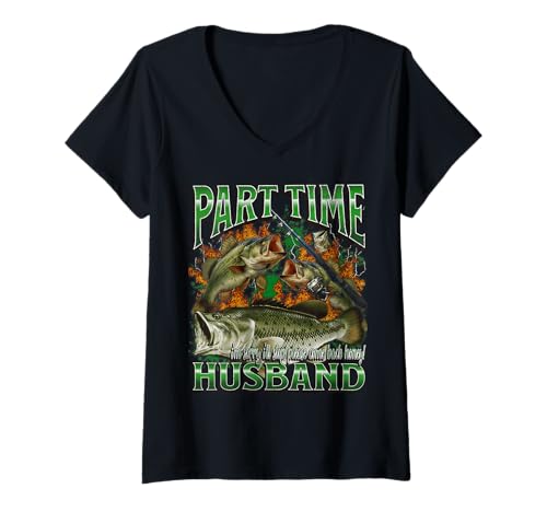 Damen Lustiger offensiver Angel-Meme-Bootleg in Teilzeit für Ehemann T-Shirt mit V-Ausschnitt von MildlyPerturbed