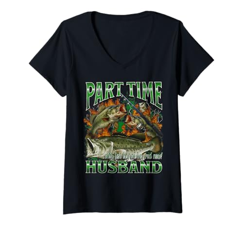 Damen Lustiger offensiver Angel-Meme-Bootleg in Teilzeit für Ehemann T-Shirt mit V-Ausschnitt von MildlyPerturbed