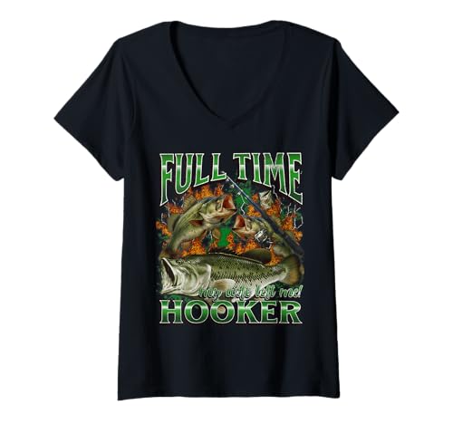 Damen Lustiges offensives Angel-Meme-Bootleg für Nutten in Vollzeit T-Shirt mit V-Ausschnitt von MildlyPerturbed