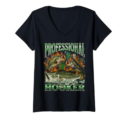 Damen Professionelle Nutte Lustiges Offensives Angeln Meme Bootleg T-Shirt mit V-Ausschnitt von MildlyPerturbed
