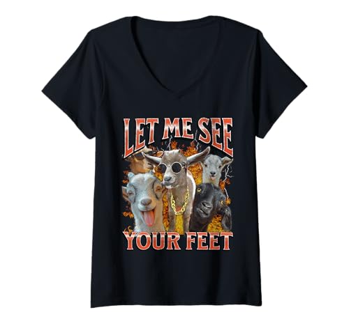 Damen Your Feet Lustige Offensive Ziege Erwachsene Humor Bootleg Grafik T-Shirt mit V-Ausschnitt von MildlyPerturbed