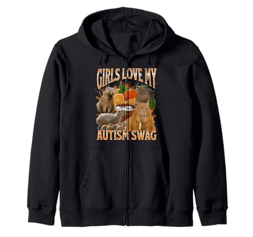 Mädchen lieben Meinen Autismus-Swag Lustiges Capybara-Meme-Bootleg Y2K Kapuzenjacke von MildlyPerturbed