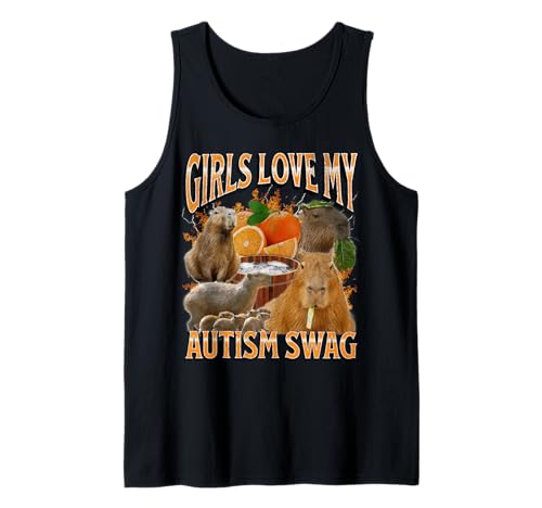 Mädchen lieben Meinen Autismus-Swag Lustiges Capybara-Meme-Bootleg Y2K Tank Top von MildlyPerturbed