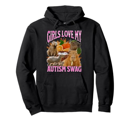 Mädchen lieben meinen Autismus-Swag Lustiges Capybara-Meme-Bootleg Y2K Pullover Hoodie von MildlyPerturbed
