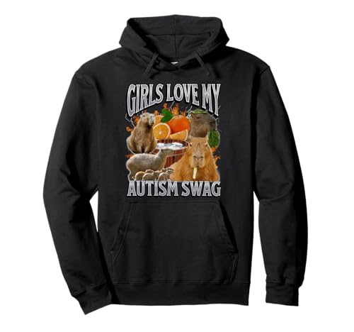Mädchen lieben meinen Autismus-Swag Lustiges Capybara-Meme-Bootleg Y2K Pullover Hoodie von MildlyPerturbed