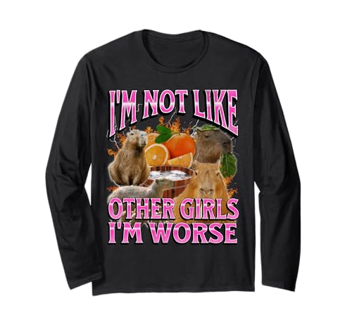 Nicht wie andere Mädchen Lustige Capybara-Meme-Bootleg Y2K-Grafik Langarmshirt von MildlyPerturbed