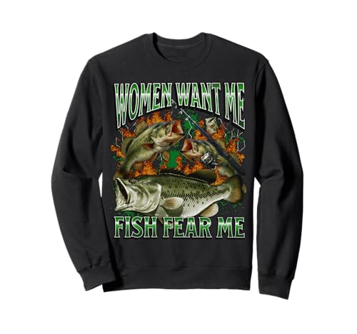 Women Want Me Fish Fear Me Lustiges Angel-Meme-Bootleg Sweatshirt von MildlyPerturbed