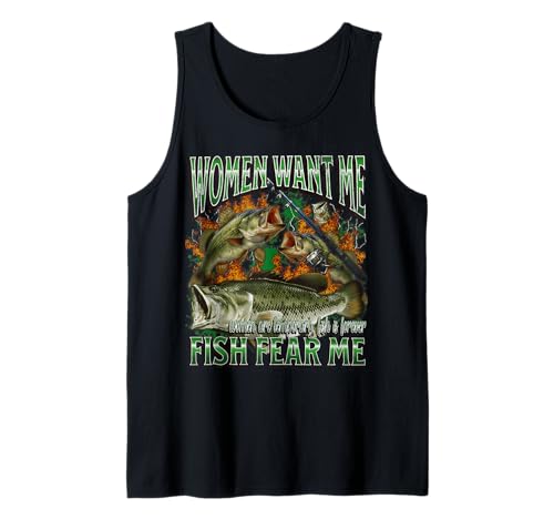 Women Want Me Fish Fear Me Lustiges Angel-Meme-Bootleg Tank Top von MildlyPerturbed