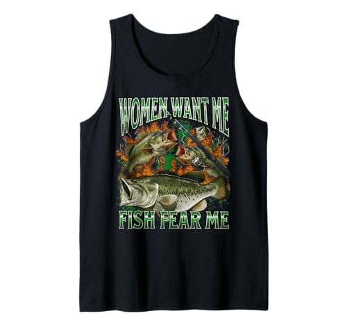 Women Want Me Fish Fear Me Lustiges Angel-Meme-Bootleg Tank Top von MildlyPerturbed