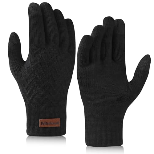 Milduall Strickhandschuhe Winter, Gestrickte Touchscreen Handschuhe Fingerhandschuhe Winterhandschuhe Thermohandschuhe Fäustlinge für Unisex Outdoor Winter von Milduall