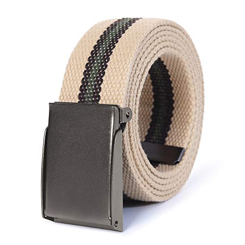 Mile High Life Leinwand Webgürtel Passend zugeschnitten Flip-Top Gebürstete silberne Nickelschnalle 24 Farben von Mile High Life