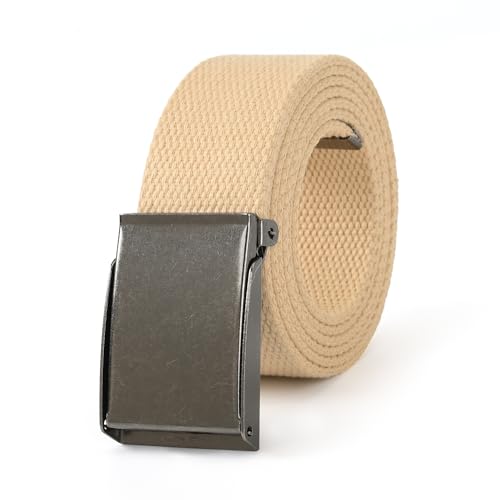 Mile High Life Leinwand Webgürtel Passend zugeschnitten Flip-Top Gebürstete silberne Nickelschnalle 24 Farben von Mile High Life