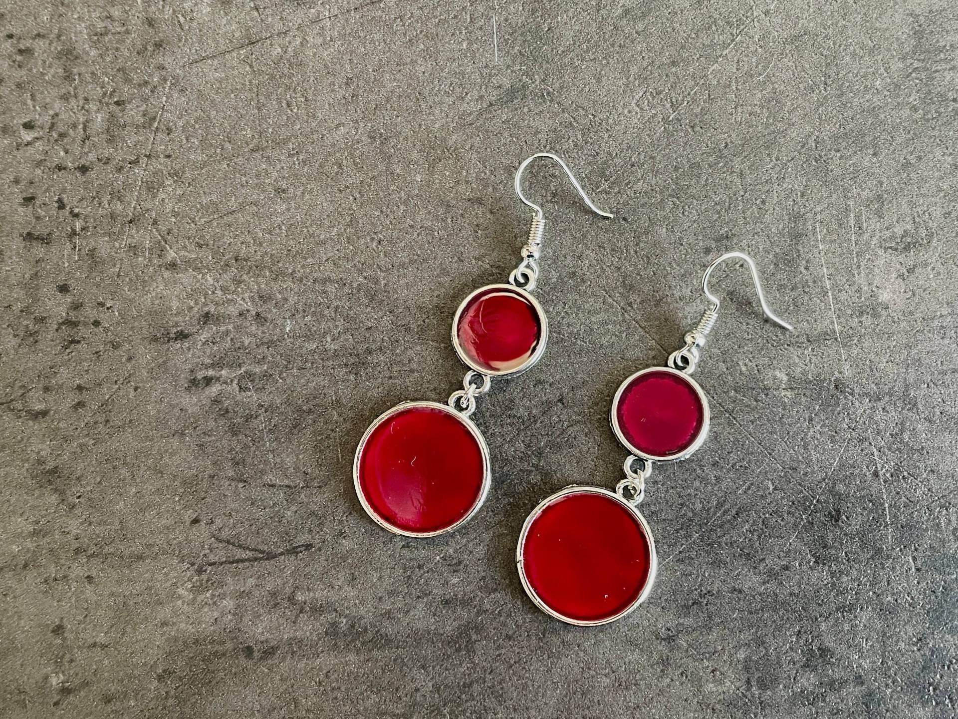Doppelte Ohrringe Cabochon - Mattkirschen von MilenaBijoux