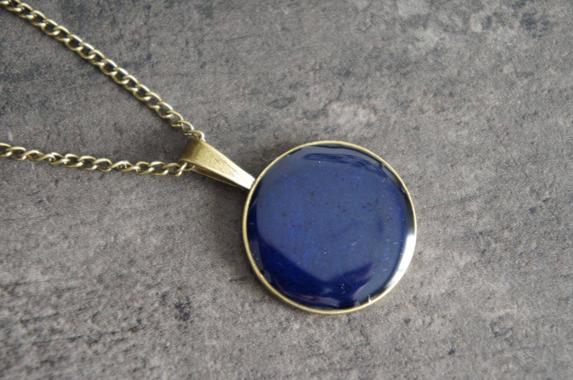 Halskette Bronze Cabochon Einfach Harz - Blau Marine von MilenaBijoux