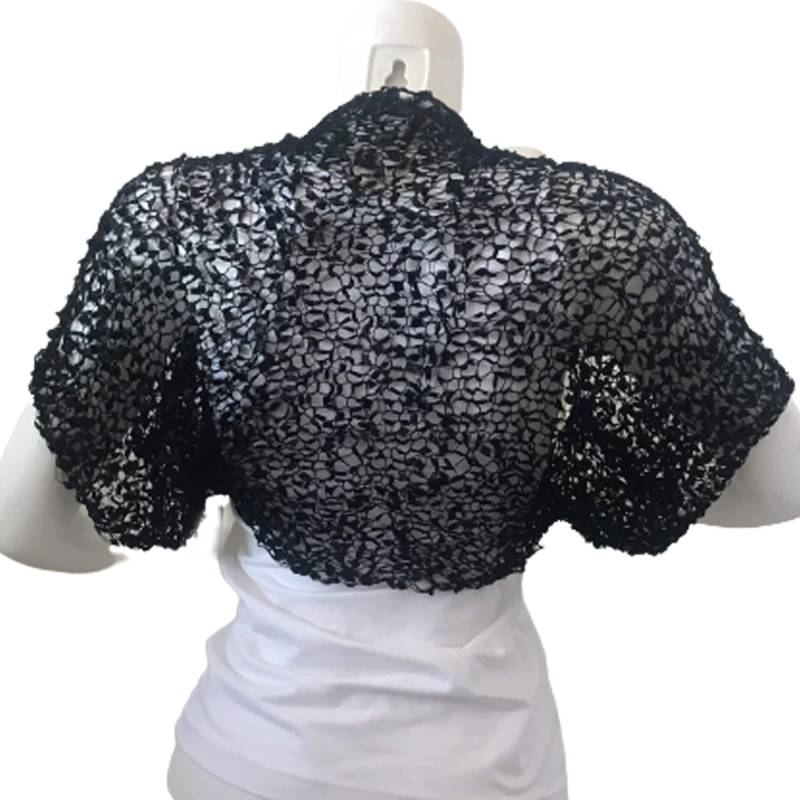 Abend-Schwarz-Sommer-strickjacke, Seidige Tanzparty Bolero Shrug, Häkeln, Leicht, Locker Vertuschen von MilenaCh
