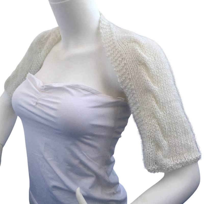 Braut Elfenbein Bolero Bolero, Herbst-Winter-Halbarm Hochzeit Kurze Jacke, Shinny Cozy Shrug von MilenaCh