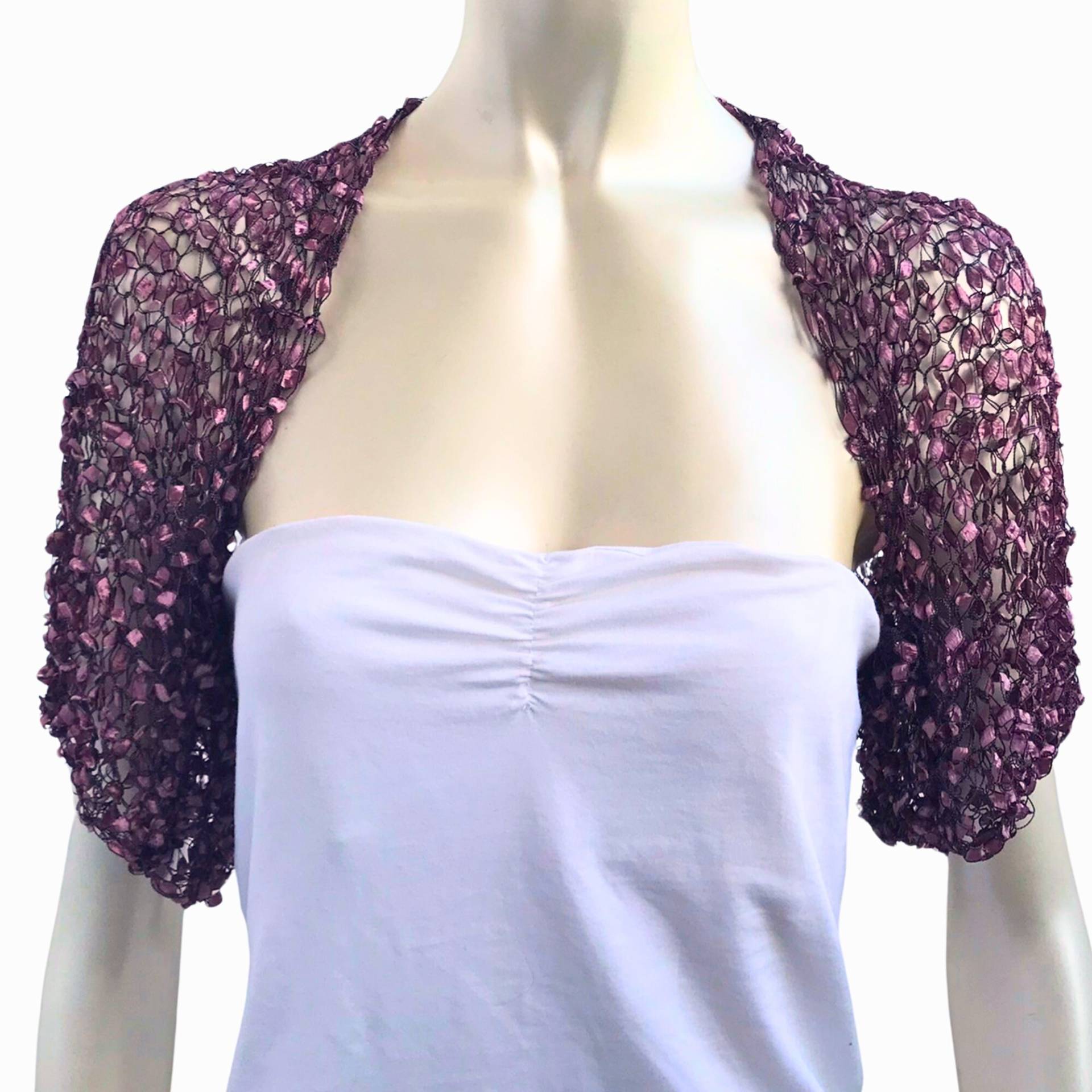 Häkeln Sommer Brautjungfer Shrug Bolero, Halbe Ärmel Cropped Jacke, Staub Rose Rosa Schwarz Seidiger Tanzparty Bolero Häkeln Sommer Brautjungfer Shrug Bolero, Halbe Ärmel Cropped Jacke, Staub Rose Rosa Schwarz Seidiger Tanzparty Bolero von MilenaCh