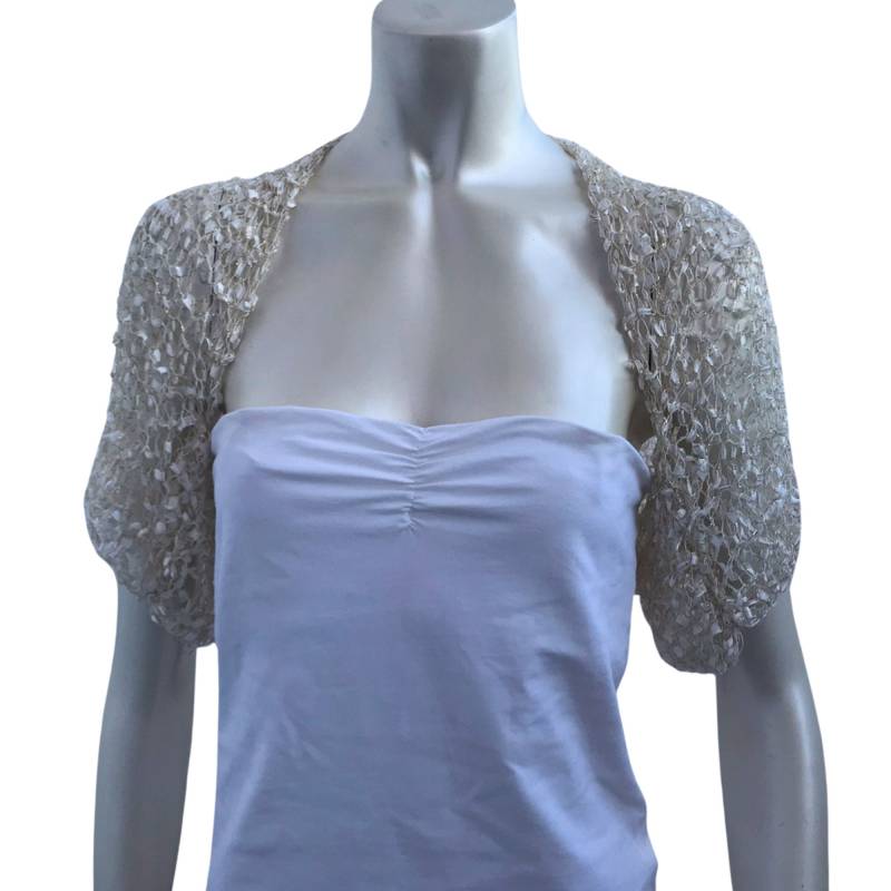 Hochzeit Bolero Elfenbein Gold Halbe Ärmel, Sommer Braut Häkeljacke, Lockere Party Tanz Kurzjacke Hochzeit Bolero Elfenbein Gold Halbe Ärmel, Sommer Braut Häkeljacke, Lockere Party Tanz Kurzjacke von MilenaCh