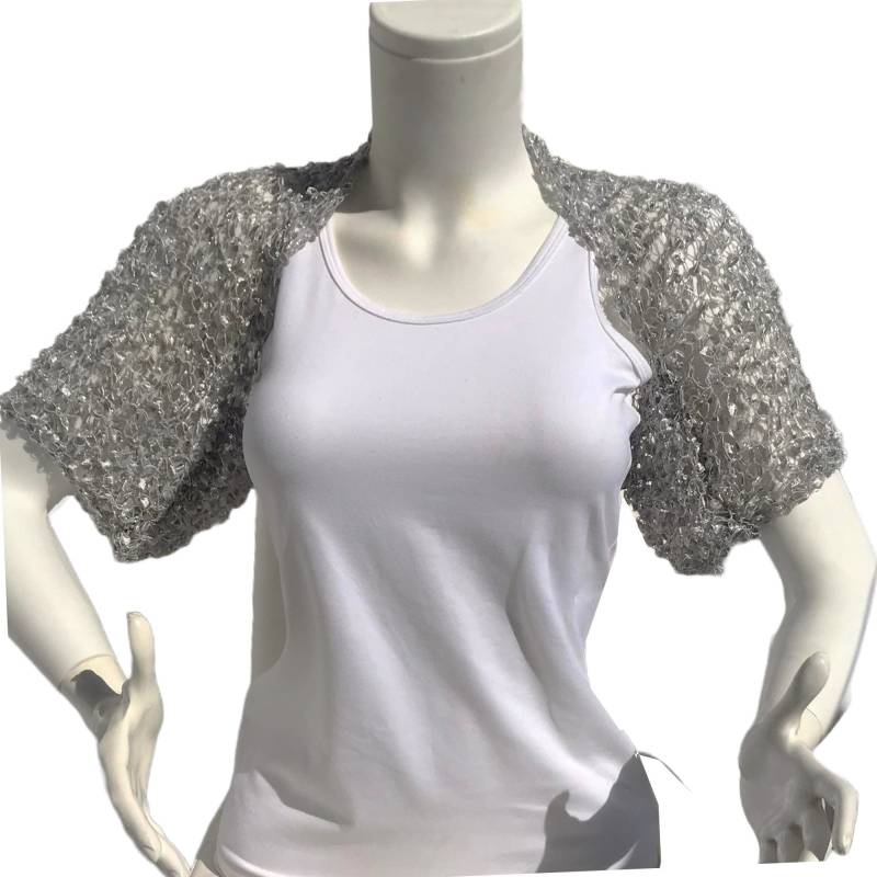 Silber Grau Hochzeit Bolero Shrug, Häkeljacke Braut Kurze Häkeljacke, Sommer Lose Tanzparty Strickjacke Jugend Mettalic Jacke Silber Grau Hochzeit Bolero Shrug, Häkeljacke Braut Kurze Häkeljacke, Sommer Lose Tanzparty Strickjacke Jugend Mettalic Jacke von MilenaCh