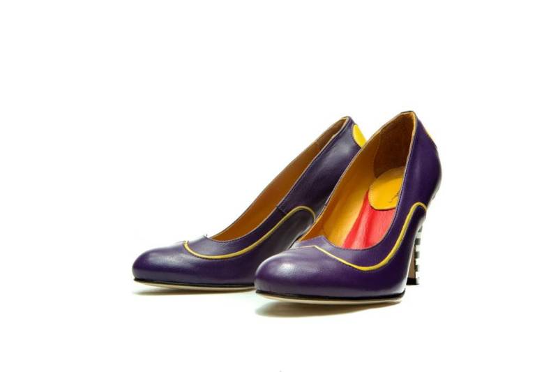 Lila High Heel Handgemachte Leder Pumps/Damenschuhe Hochzeitsschuhe Valentinstag Geschenk Brautschuhe Brautjungfern Schuhe Absätze Streifen von MilenikaShoes