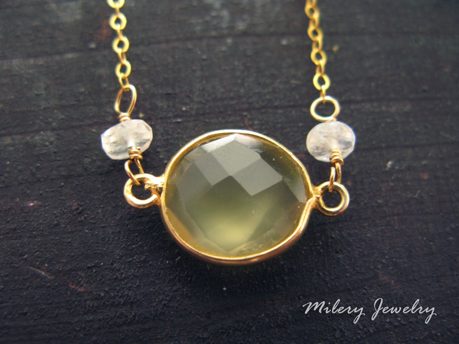 Citrin Gelb Chalcedon Anhänger Halskette, 14K Gold Filled, Oktober Geburtsstein, Schmuck Für Den Alltag, Zarter, Zierlicher von Milery