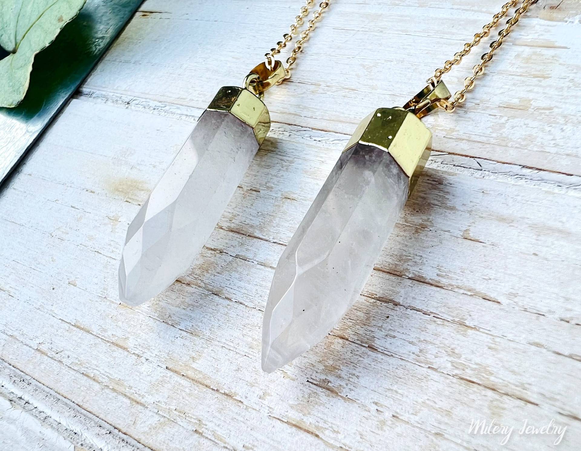 Klare Quarz-Kristall-Anhänger-Halskette, 14 Karat Gold Gefüllt, April-Geburtsstein, Kugel-Anhänger, Ideal Zum Layering von Milery