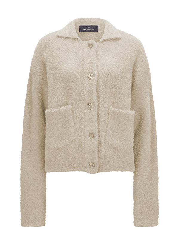 MILESTONE Damen Cardigan Hilary beige Kunstpelz,Wollstoff von Milestone
