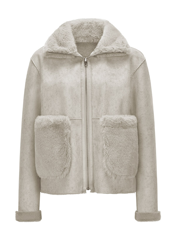 MILESTONE Damen Jacke Minu weiß Kunstpelz von Milestone